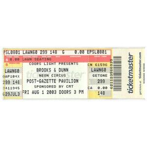 2003 Brooks Dunn Rascal Flatts Full Complete Concert Ticket Stub Burgettstown PA